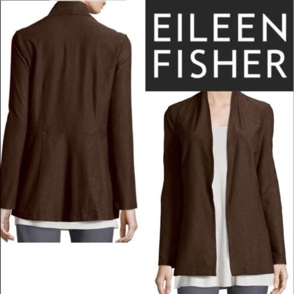 Eileen Fisher Open Front Sweater Cardigan Brown Medium - Picture 2 of 9